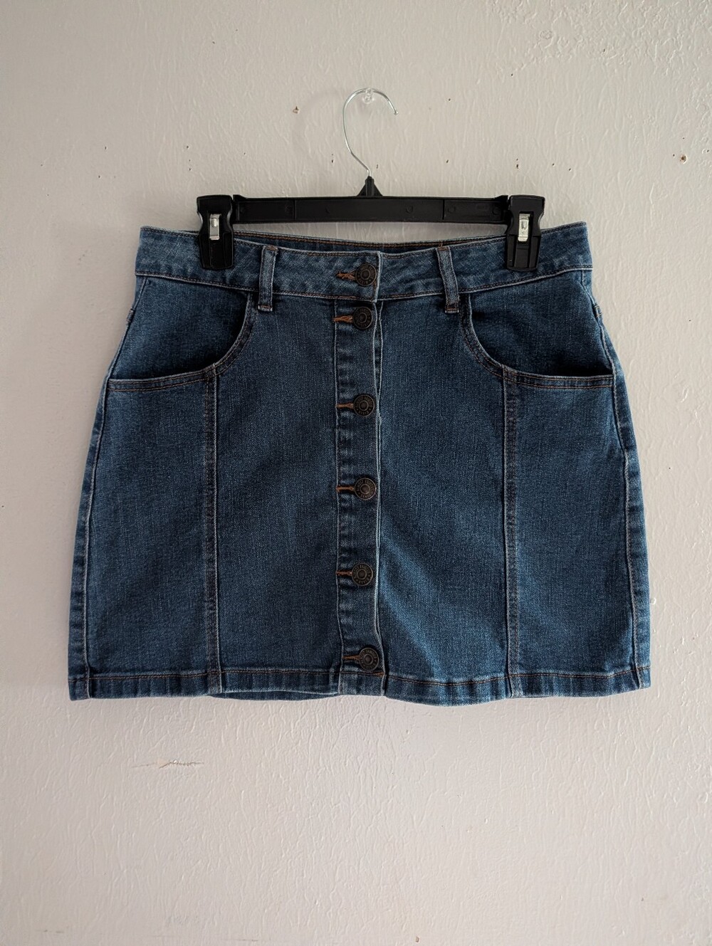 Almost Famous Blue Denim Button-Front Mini Skirt